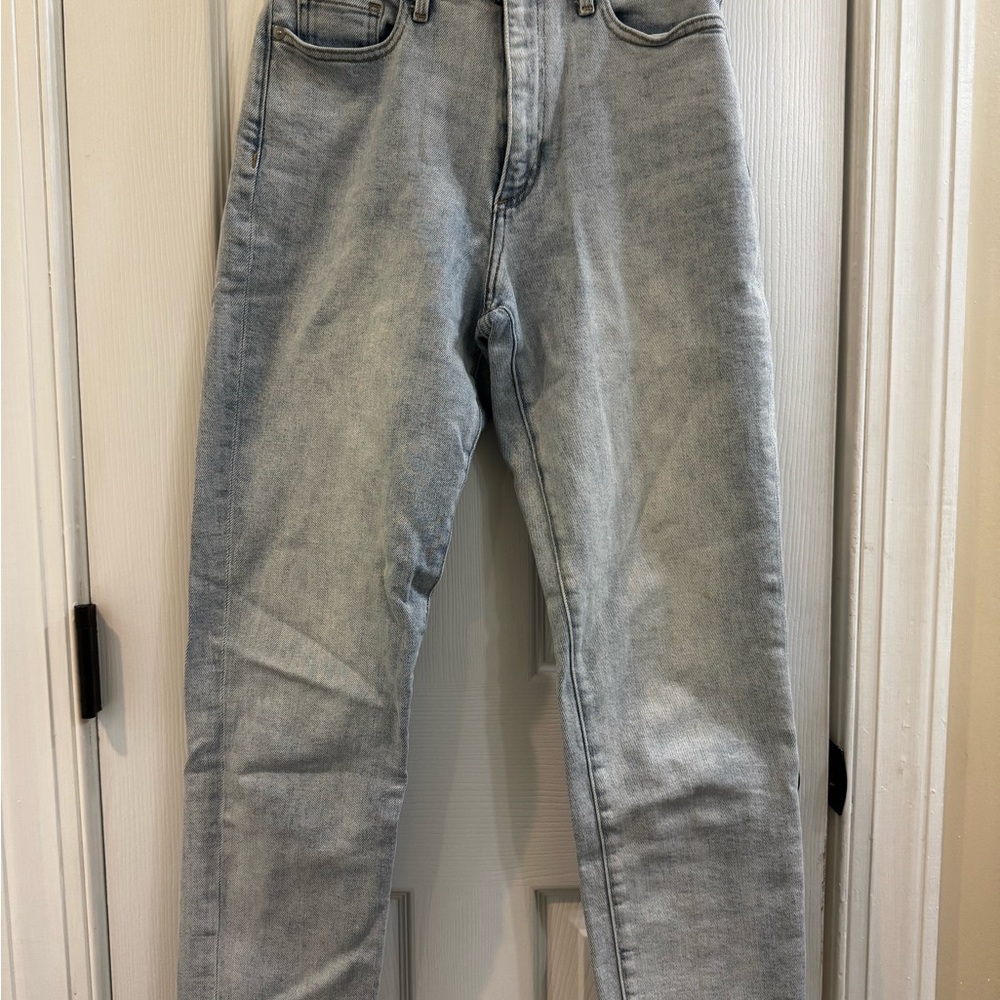 Banana Republic Women Faded Blue High Rise Straight Jeans